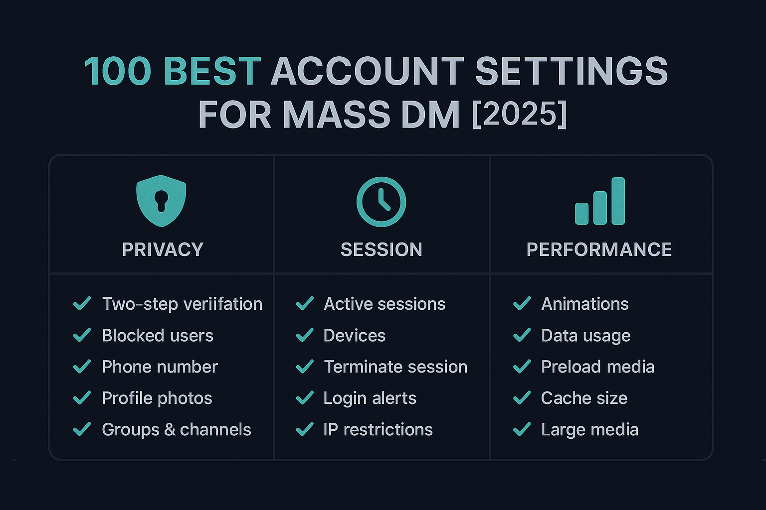 Telegram Settings screen with the Username field highlighted and the green checkmark that confirms an available handle is yours
