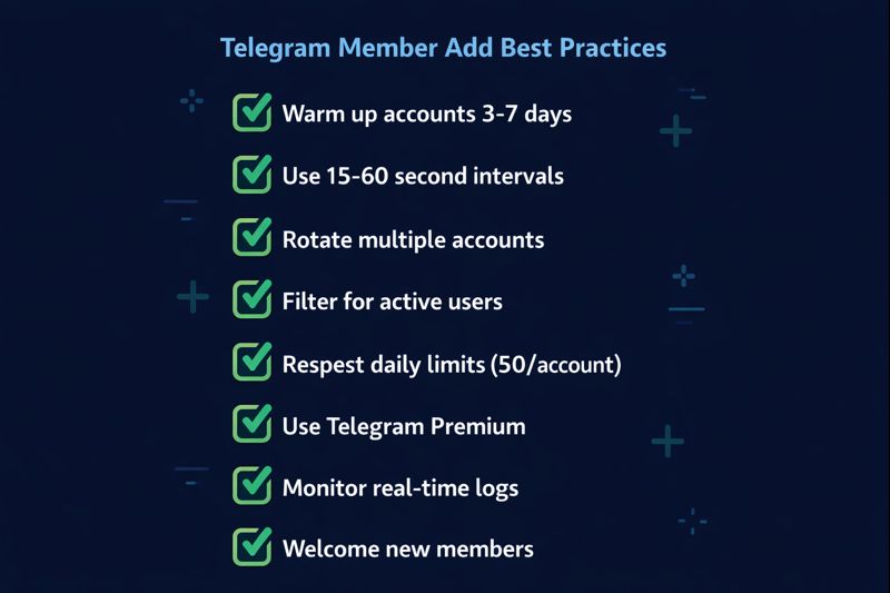YourSolutions member adder tool safety checklist — aged sender accounts, trust-band pacing, real-account filtering, niche targeting